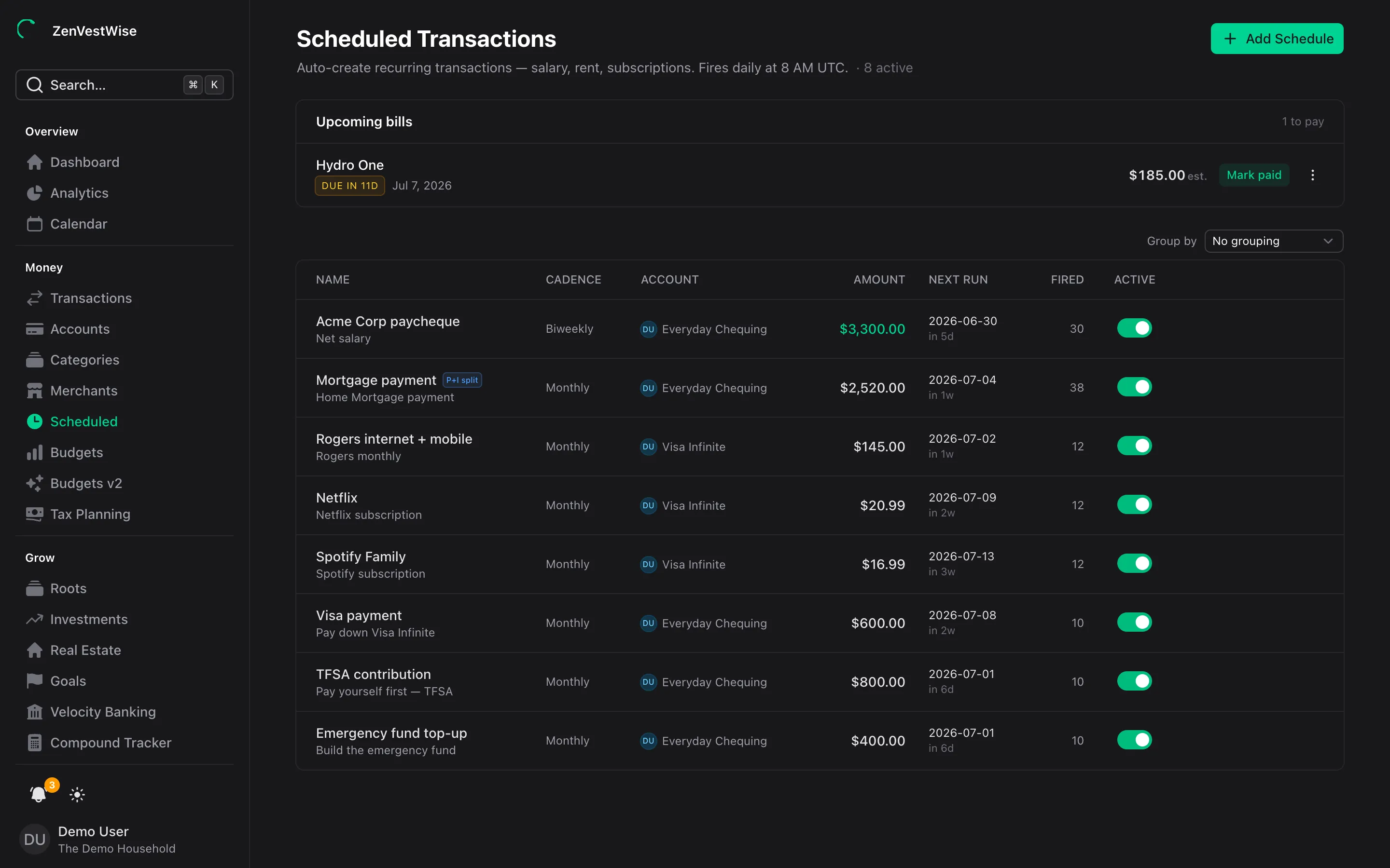 Scheduled & reminders in KakeiMaple